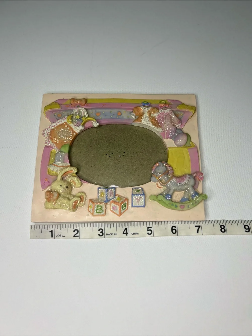 Vintage Pastel 3D Baby Nursery Picture Frame Resin Hand Painted 80s/90s